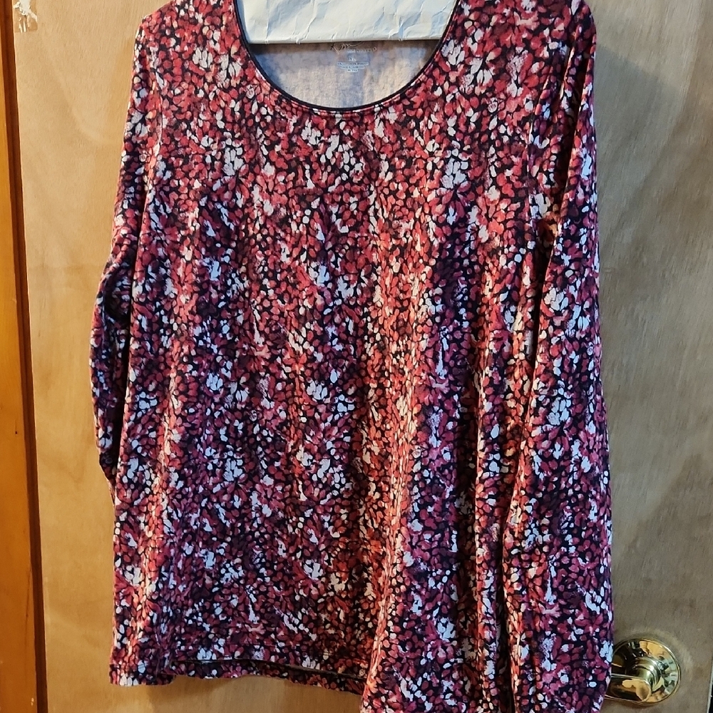 Kim Rogers Pink and White Floral Long Sleeve Top